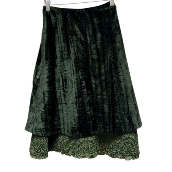 Yoshiki Hishinuma Vintage 90s Layered Green Velvet Skirt - Picture 2 of 13